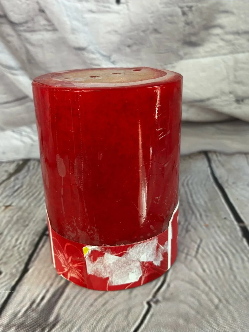 New Vtg Deadstock Pier 1 Imports Island Orchard 3x4 Red Pillar Candle Rare HTF